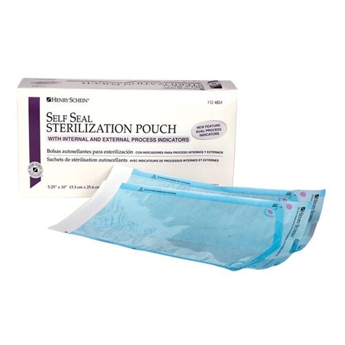 STERILIZATION POUCH 5.25" x 10" BLUE/WHT