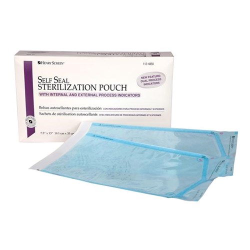 STERILIZATION POUCH 7.5" x 13" BLUE/WHT