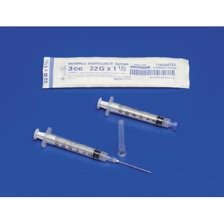 SYRINGE MONOJECT 3ML 22G X 1" 8BX/CS