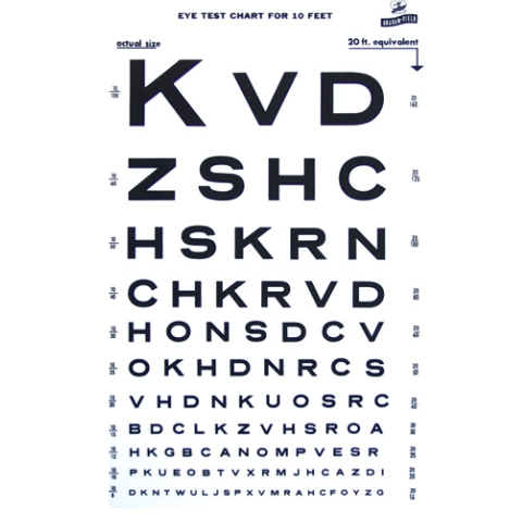 EYE CHART SNELLEN 10" PLASTIC  EA/1