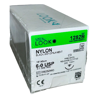 SUTURE 6/0 18" NYLON BLK MONO C3 BX/12