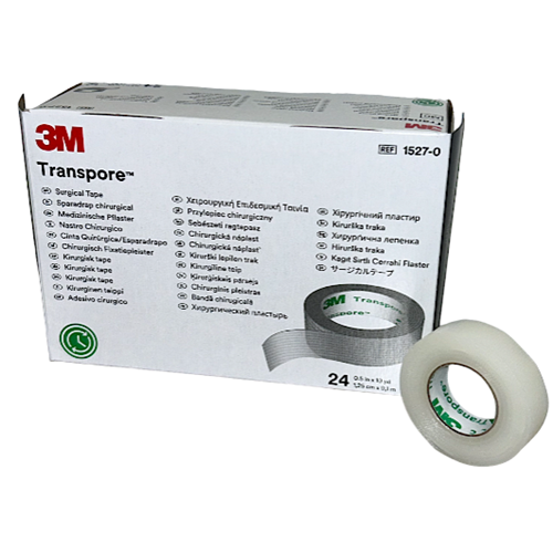 TAPE TRANSPORE 3M 1/2" x 10 YARDS BX/24