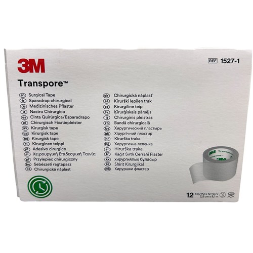 TAPE TRANSPORE 3M 1" x 10 YARDS BX/12