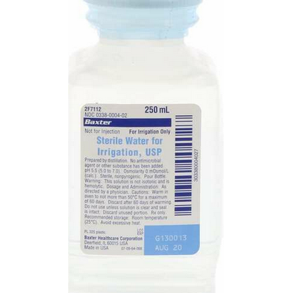 WATER STERILE IRRIGATION BOTTLE 250ML