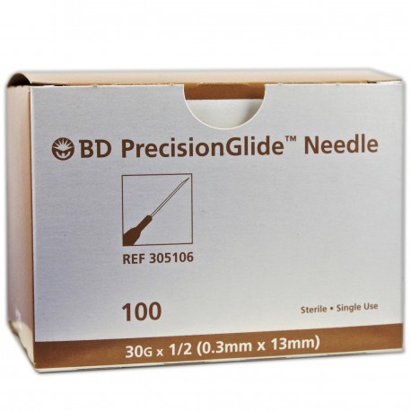 NEEDLE HYPODERMIC BD 30G x 1/2" BX/100