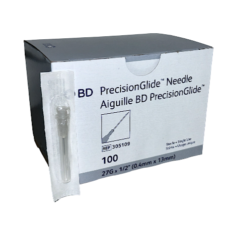 NEEDLE HYPODERMIC BD 27G x 1/2" BX/100