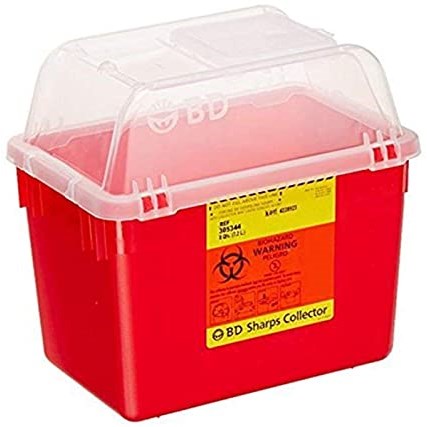 SHARPS CONTAINER 8QT CLR TP FNNL CP RED