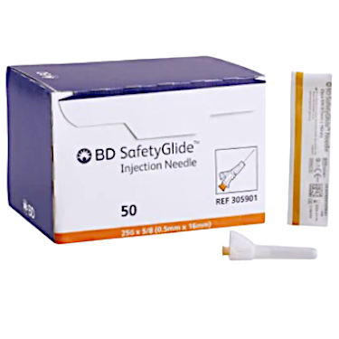 NEEDLE HYPO BD 25G x 5/8" SAFETY BX/50