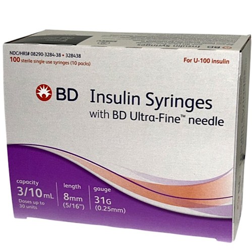 SYRINGE INSULIN 3/10ML 31G x 5/16" SHORT