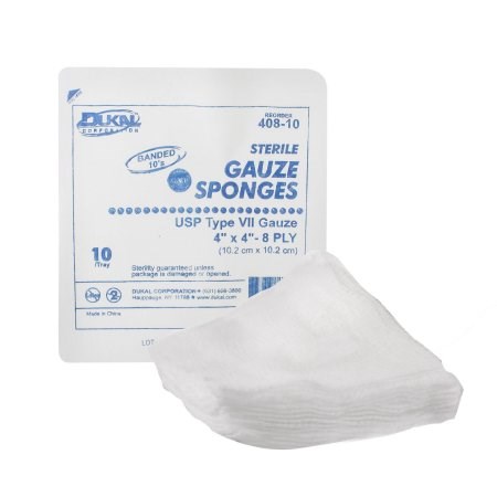 GAUZE SPONGE 4X4 8-PLY STERILE 128BX/CS