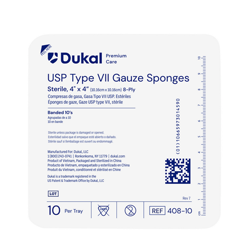 GAUZE SPONGE 4X4 8-PLY STERILE 128BX/CS