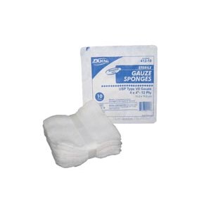 GAUZE SPONGE 4X4 16-PLY STERILE BX/10