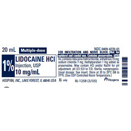 LIDOCAINE 1% MDV PLAIN INJ 20ML BX/25