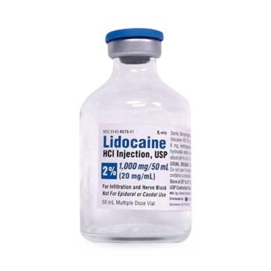 LIDOCAINE 2% MDV PLAIN HCI INJ 50ML