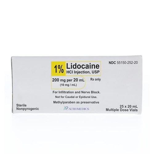 LIDOCAINE 1% MDV PLAIN 20ML BX/25