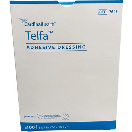 PAD TELFA ADHESIVE 3" x 4" STER BX/100