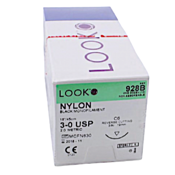 SUTURE 3/0 18" NYLON BLK MONO C6