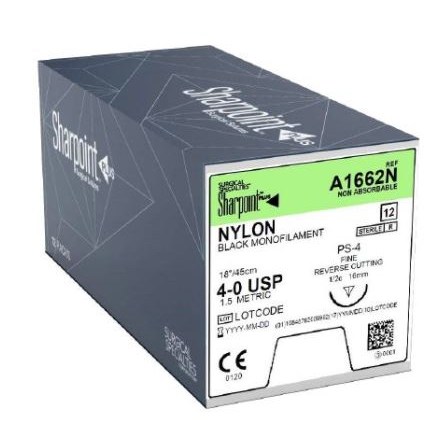 SUTURE 4-0 18" NYLON PS-4  16MM