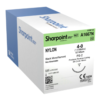 SUTURE 4/0 18" NYLON PS-2 18MM BX/12