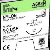 SUTURE 3/0 18" NYLON MONO FS-2 24MM