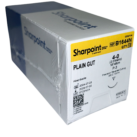 SUTURE 4/0 18" PLAIN GUT P-3 13MM BX/12