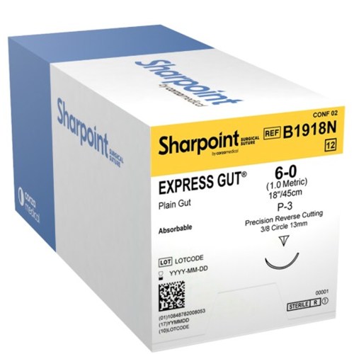 SUTURE 6/0 18" EXPRESS GUT P-3 BX/12