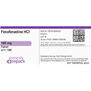 FEXOFENADINE TAB 18/0MG 100/BTL