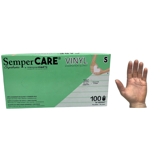 GLOVES VINYL SEMPERMED SMALL CLEAR