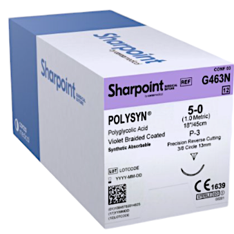 SUTURE 5/0 18" POLYSYN VIOLET P-3 13MM