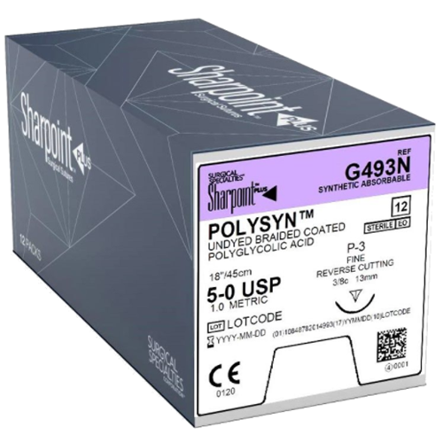 SUTURE 5/0 18" POLYSYN P-3 13MM