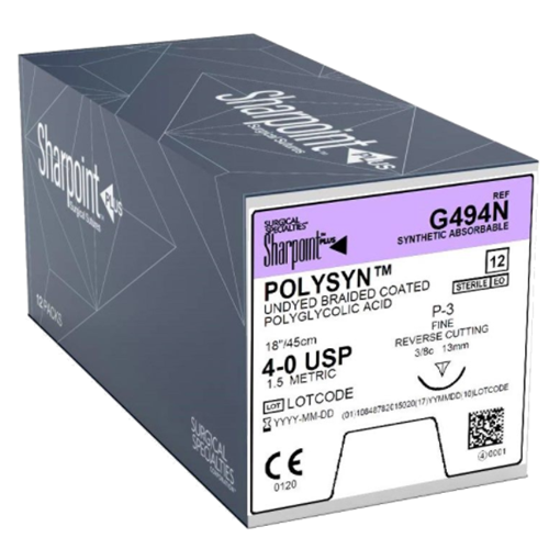 SUTURE 4/0 18" POLYSYN P-3 13MM