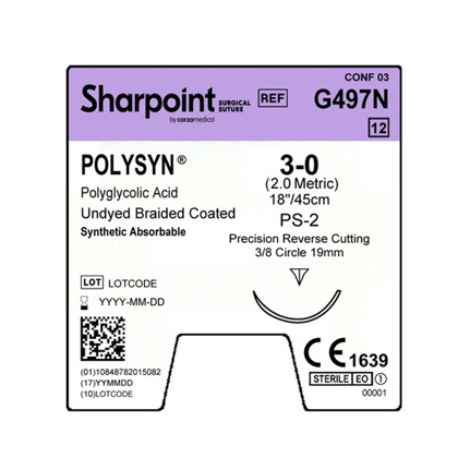 SUTURE 3/0 18" POLYSYN PS-2 19MM