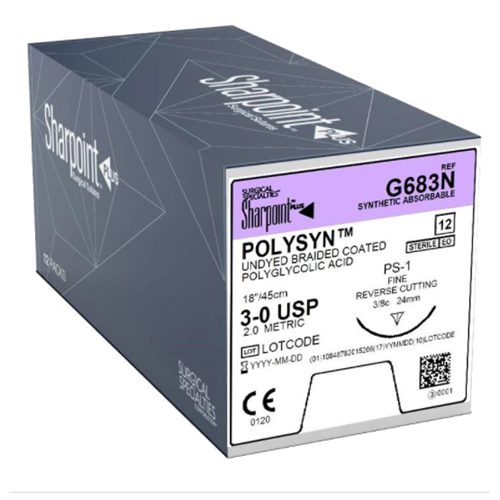 SUTURE 3/0 18" POLYSYN PS-1 24MM