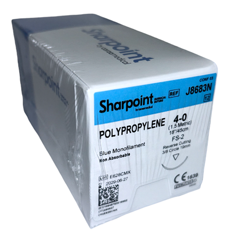 SUTURE 4/0 18" POLYPROPYLENE PS-2 19MM