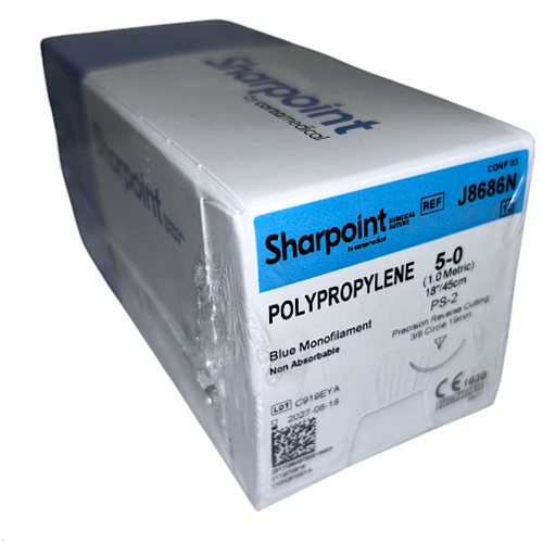 SUTURE 5/0 18" POLYPROPYLENE PS-2 19MM