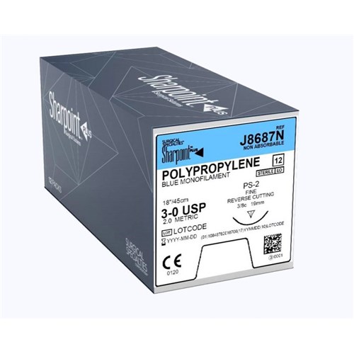 SUTURE 3/0 18" POLYPROPYLENE PS-2 19MM