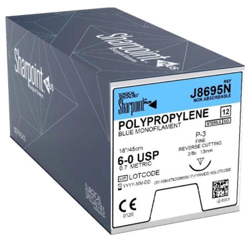 SUTURE 6/0 18"POLYPROPYLENE P-3 13MM