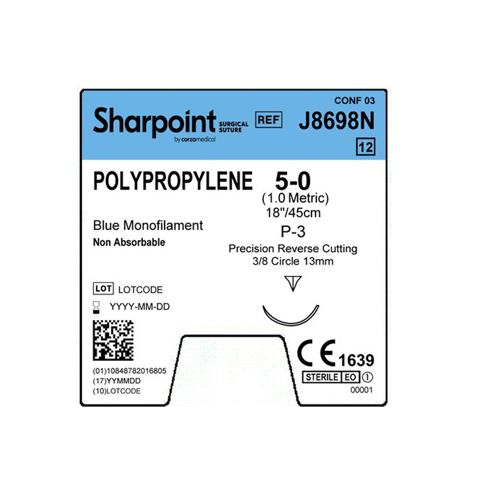 SUTURE 5/0 18" POLYPROPYLENE P-3 13MM