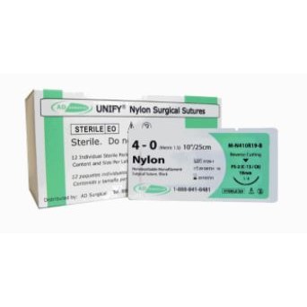 SUTURE 4/0 18" NYLON 19MM MED AD SURGICL