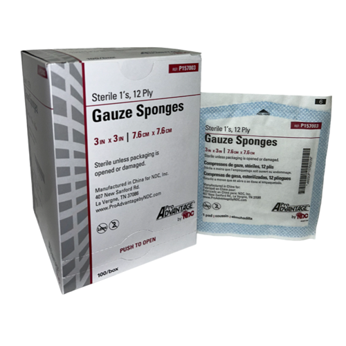 GAUZE SPONGE 3X3 STERILE 1'S 12-PLY