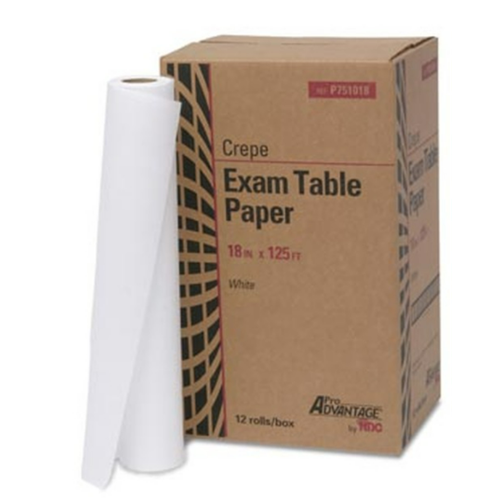 PAPER TABLE 18" X 125" WHITE CREPE 12/CS