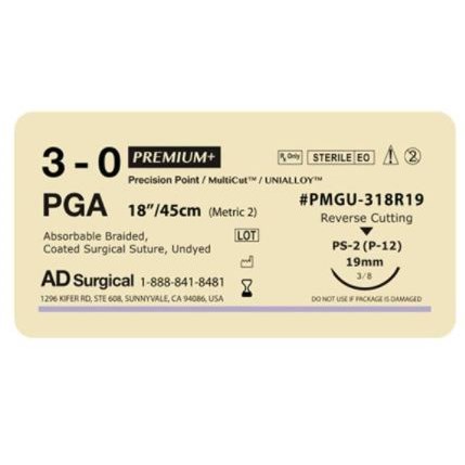 SUTURE 3/0 18" PGA PS-2 UNDYED BX/12