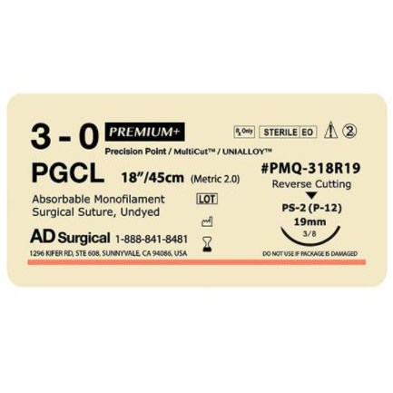 SUTURE 3/0 18" PGCL PS-2 UNDYED BX/12