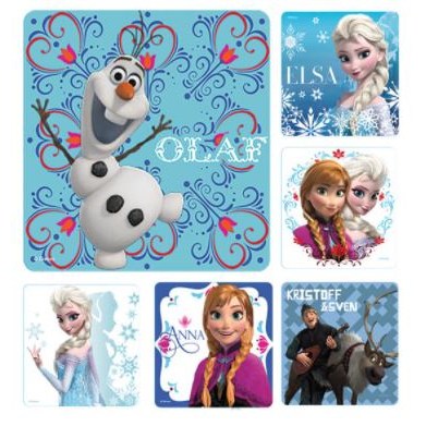 STICKERS 2.5" X 2.5" DISNEY FROZEN ASSRT