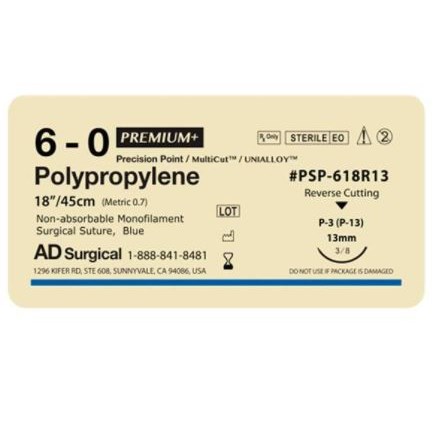 SUTURE 6/0 18" POLYPROPYLENE 13MM AD SUR