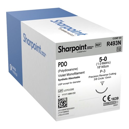 SUTURE 5/0 18" PDO/PDS P-3 13MM