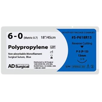 SUTURE 6/0 18" POLYPROPYLENE 13MM AD SUR