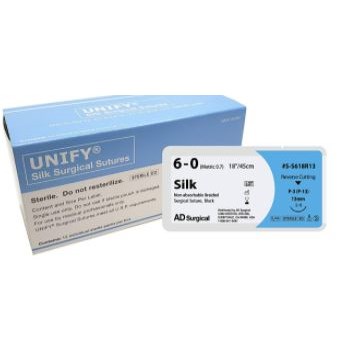 SUTURE 6/0 18" SILK P-3 13MM AD SURGICAL