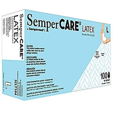 GLOVES LATEX SEMPERCARE LARGE BX/100