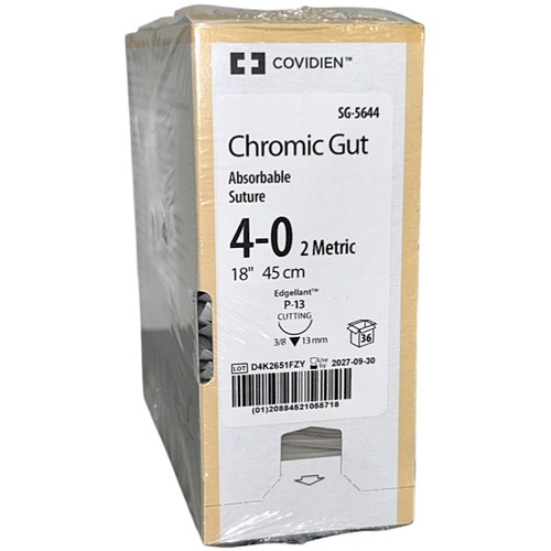 SUTURE 4/0 18" CHROMIC GUT P-13 BX/36